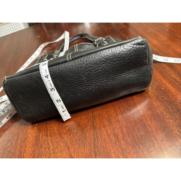 Fossil Blackburn Pebbled Leather Satchel Shoulder Bag Black Two Handle Purse - Picture 9 of 12